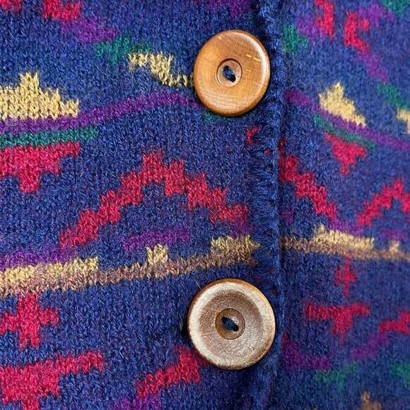 Vintage 100% Wool Knit Southwestern Blanket Vest Womens S - M Aztec Western 90s - Picture 4 of 8